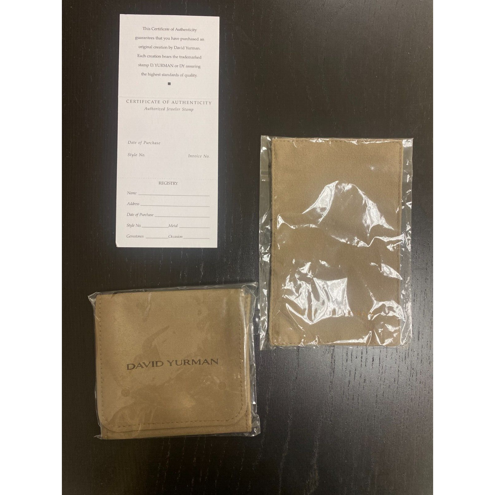 David Yurman Medium Jewelry Pouch 4 X 4 Polishing Cloth Certificate New Set